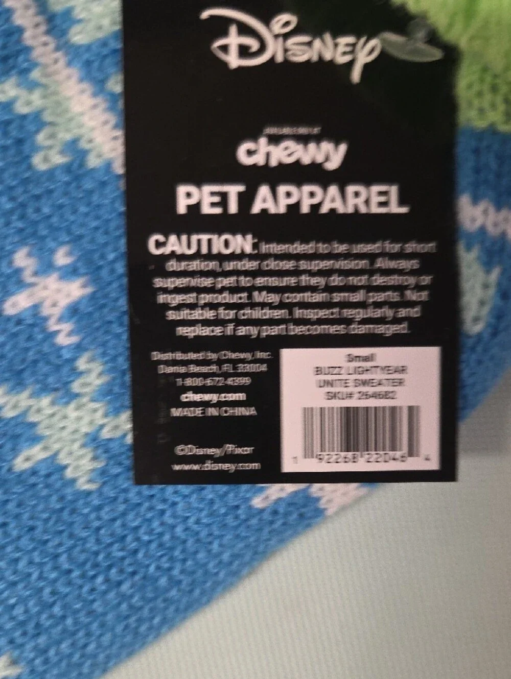 Disney Blue and Green 'Unite' Knit Dog Sweater - Buzz Motif